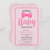Niedliche Pink Bow Girl Babydusche Einladung (Vorne/Hinten)