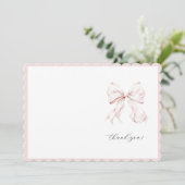 Niedliche Pink Bow Girl Danke-Karte Einladung (Stehend Vorderseite)