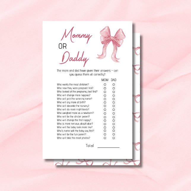Niedliche Pink Bow Mommy oder Daddy Baby Showcard (Von Creator hochgeladen)