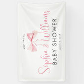 Niedliche Pink Bow Ribbon Girl Baby Dusche Willkom Banner (Vertikal)