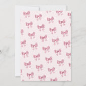 Niedliche Pink Bow Ribbon Girl Babydusche Einladung (Rückseite)