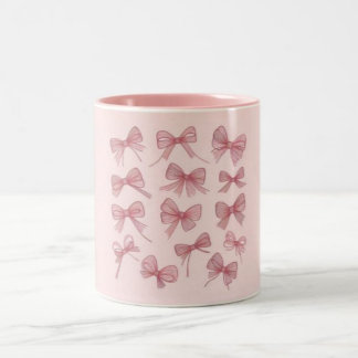 Niedliche Pink Bow Tasse - Baby Pink mit Fuchsia M