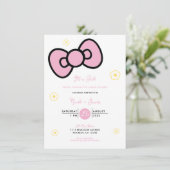 Niedliche Pink Bow Whimsical Baby Dusche Einladung (Stehend Vorderseite)