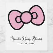 Niedliche Pink Bow Whimsical Baby Showday Party Weinetikett (Einzelnes Label)