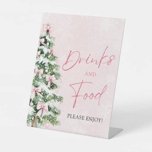 Niedliche Pink Bows Weihnachtsbaum Küche Sockelschild (Vorderseite)