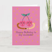 Niedliche Pink Cherries & Heart Foto, romantischer Karte (Vorderseite)