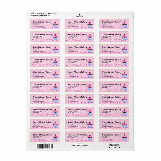 Niedliche Pink Cupcake Bakery Labels (Vorne)
