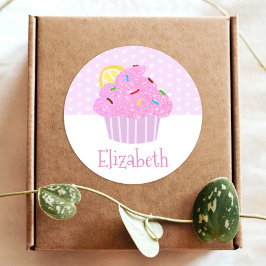 Niedliche Pink Cupcake Herzen Süße Girl Moderne Sc Runder Aufkleber