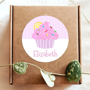 Niedliche Pink Cupcake Herzen Süße Girl Moderne Sc Runder Aufkleber