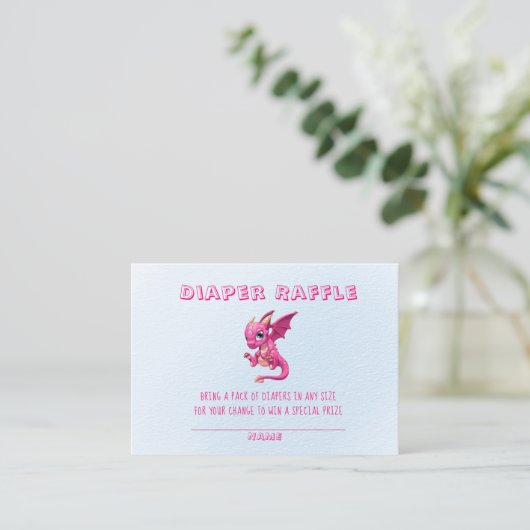 Niedliche Pink Dragon Diaper Raffle Baby Dusche Visitenkarte (Stehend Vorderseite)
