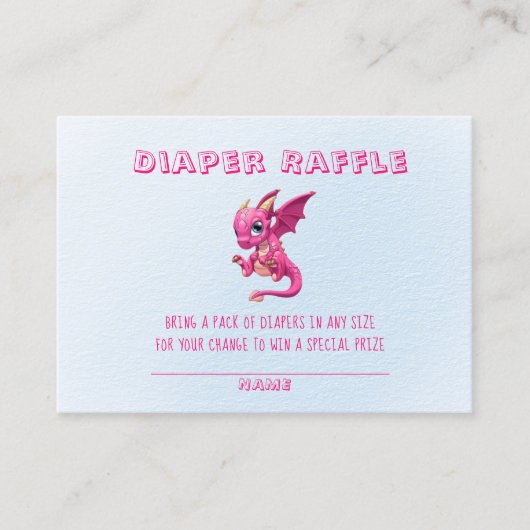 Niedliche Pink Dragon Diaper Raffle Baby Dusche Visitenkarte (Vorderseite)