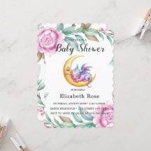 Niedliche Pink Dragon und Peony Girl Babydusche