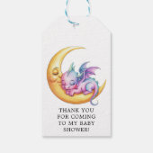 Niedliche Pink Dragon und Peony Girl Babydusche Geschenkanhänger (Rückseite)