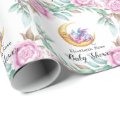 Niedliche Pink Dragon und Peony Girl Babydusche Geschenkpapier (Rolleneckpunkt)
