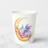 Niedliche Pink Dragon und Peony Girl Babydusche Pappbecher (Rückseite)