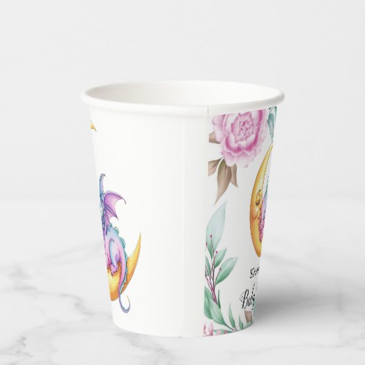 Niedliche Pink Dragon und Peony Girl Babydusche Pappbecher (Rechts)