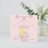 Niedliche pink Elephant Babydusche per Mail Einladung (Stehend Vorderseite)