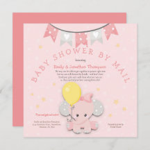 Niedliche pink Elephant Babydusche per Mail