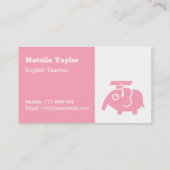 Niedliche Pink Elephant Graduate Hat Teacher Busin Telefonnummerkarte (Rückseite)