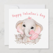Niedliche Pink Elephant Valentine Tageskarte Karte (Vorderseite)