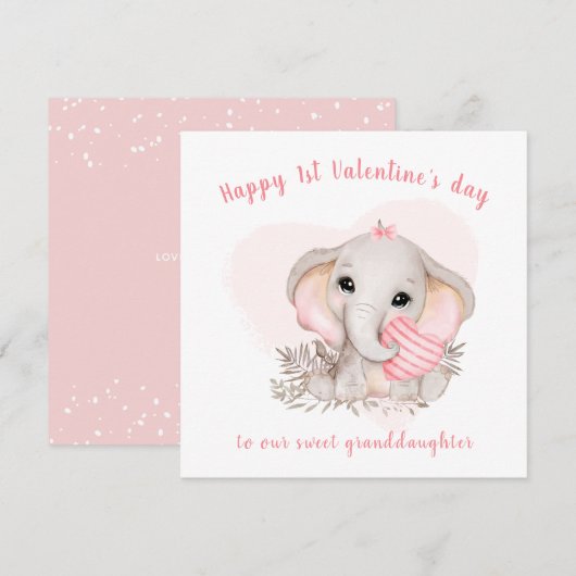 Niedliche Pink Elephant Valentine Tageskarte Karte (Vorne/Hinten)