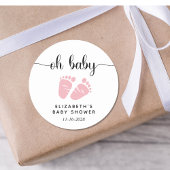 Niedliche Pink Feet Baby Girl Dusche Runder Aufkleber