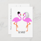 Niedliche Pink Flamingos Bride & Groom Wedding Einladung (Vorne/Hinten)