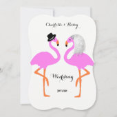 Niedliche Pink Flamingos Bride & Groom Wedding Einladung (Vorderseite)