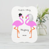 Niedliche Pink Flamingos Bride & Groom Wedding Einladung (Stehend Vorderseite)