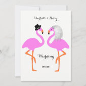 Niedliche Pink Flamingos Bride & Groom Wedding Einladung (Vorderseite)