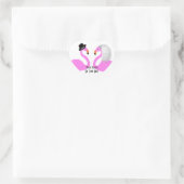 Niedliche Pink Flamingos Bride & Groom Wedding Herz-Aufkleber (Tasche)