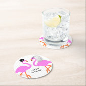 Niedliche Pink Flamingos Bride & Groom Wedding Runder Pappuntersetzer (Vor Ort)