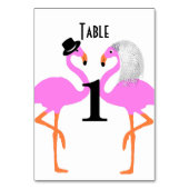 Niedliche Pink Flamingos Bride & Groom Wedding Tischnummer (Rückseite)