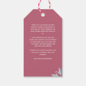 Niedliche PInk Floral Baby Dusche Danke Geschenkanhänger (Rückseite)