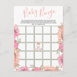 Niedliche Pink Floral Bingo Baby Duschkarte Einladungspostkarte
