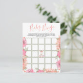 Niedliche Pink Floral Bingo Baby Duschkarte Einladungspostkarte (Stehend Vorderseite)