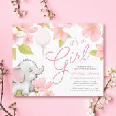 Niedliche Pink Floral Elephant Girl Baby Dusche