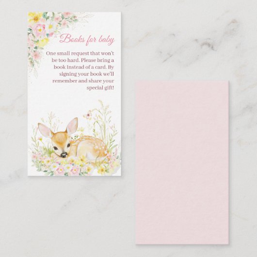 Niedliche Pink Floral Hirschduschenbücher für Baby Begleitkarte (Vorne/Hinten)