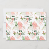 Niedliche Pink Floral Woodland Tiere Mädchen Kinde Einladung (Rückseite)