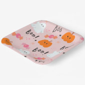 Niedliche Pink Ghost und Pumpkin Halloween Paper T Pappteller (Gewinkelt)