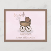 Niedliche Pink Girl Vintag Baby Carriage Classic Einladungspostkarte (Vorderseite)