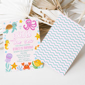 Niedliche Pink Girls Oneder Sea 1. Geburtstag Einladung