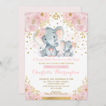 Niedliche Pink & Gold Elephant Girl Baby Dusche