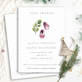 Niedliche Pink Green Shoes Foliage Girl Babydusche Einladung