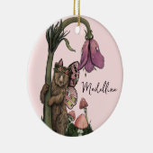 Niedliche Pink Grizzly Bärenfarne im Wald Keramik Ornament (Rechts)