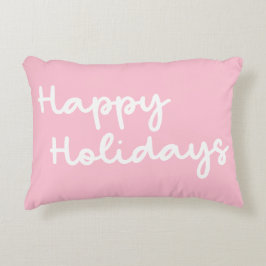 Niedliche Pink Happy Holidays Whimsical Letting Dekokissen