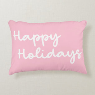 Niedliche Pink Happy Holidays Whimsical Letting Dekokissen
