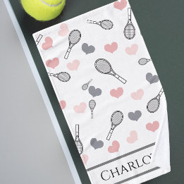 Niedliche Pink Hearts und Tennis Rackets Muster Sp Handtuch