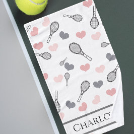 Niedliche Pink Hearts und Tennis Rackets Muster Sp Handtuch