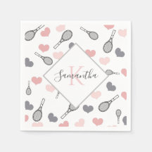 Niedliche Pink Hearts und Tennis Rackets Muster Sp